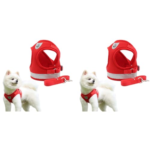 Qpets® Dog Harness for Large Dogs Adjustable Belt with Safety Reflective Strip Breathable Mesh Fabric Cat Vest with Leash Suitable for 6-9 kg 2 PCS Qpets® Dog Harness for Large Dogs Adjustable Belt with Safety Reflective Strip Breathable Mesh Fabric Cat Vest with Leash Suitable for 6-9 kg 2 PCS